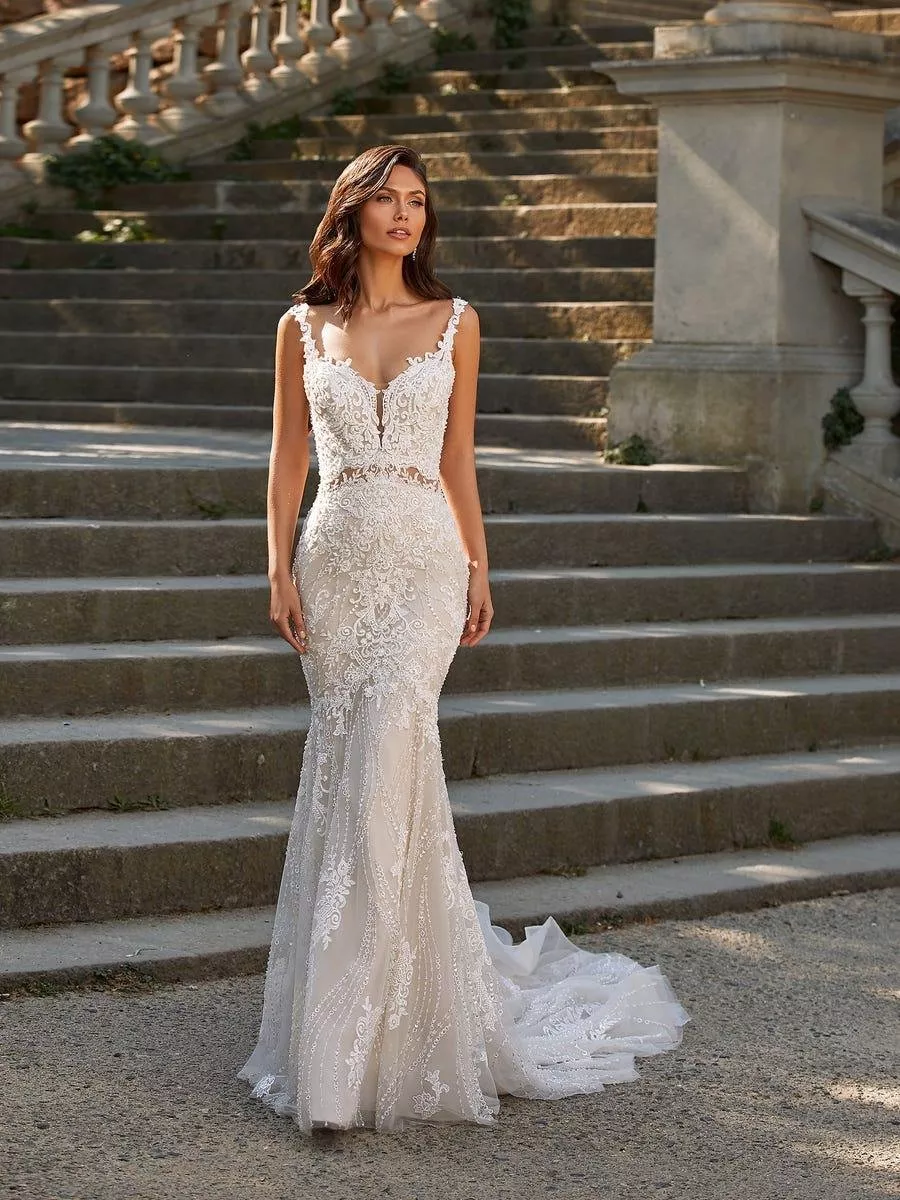 لباس عروس با توجه به فرم بدن ساعت شنی- لباس عروس مدل پری دریایی