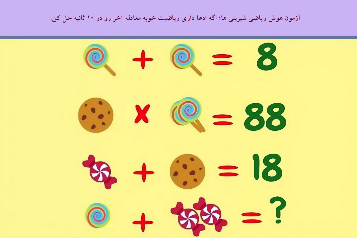 آزمون هوش ریاضی شیرینی ها 1