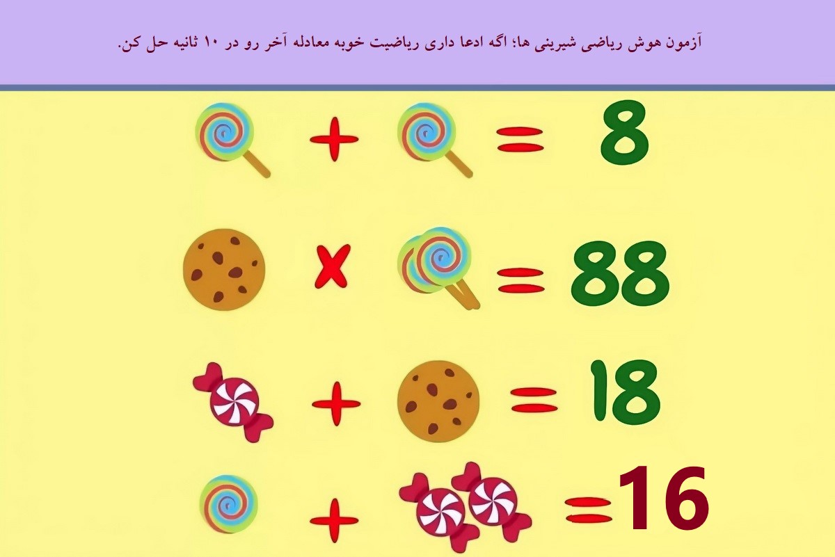 آزمون هوش ریاضی شیرینی ها 2