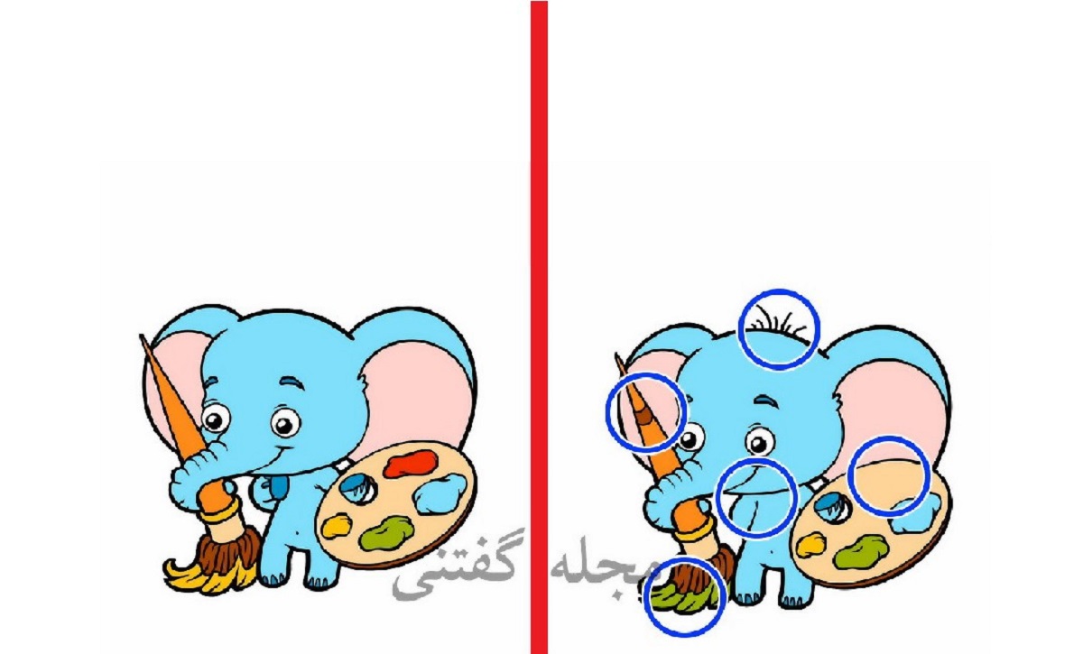 تست تفاوت تصویری فیل کوچولو نقاش-پاسخ