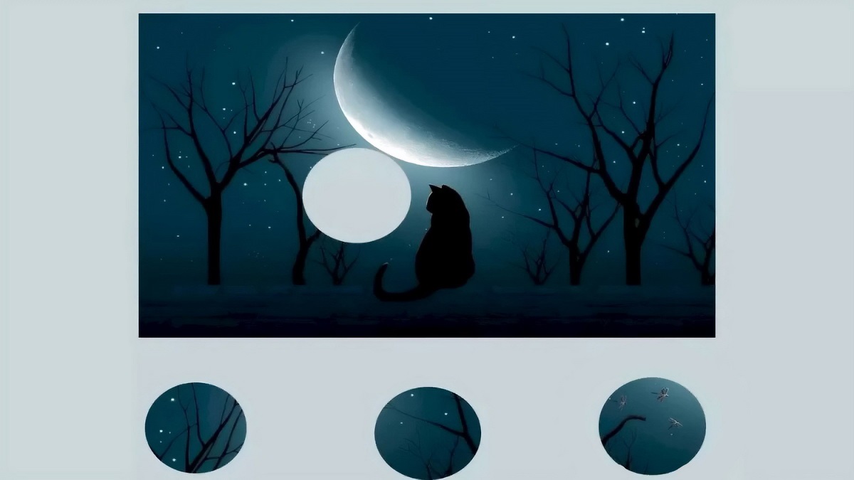 تصویر پازل تصویری گربه و ماه 1