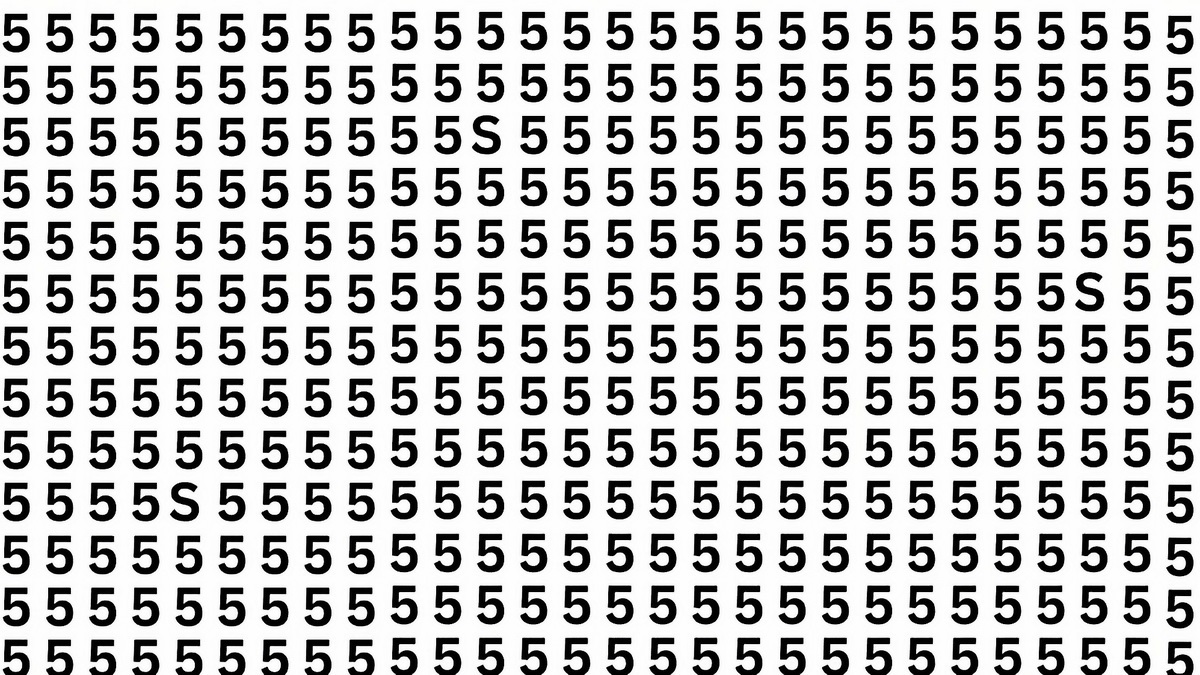 تست بینایی حرف S در بین اعداد 5-1
