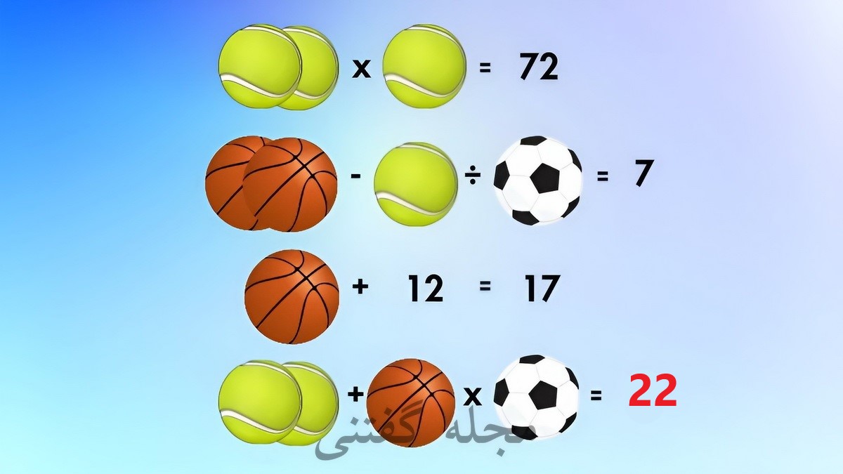 تست هوش ریاضی با توپ های مختلف 2