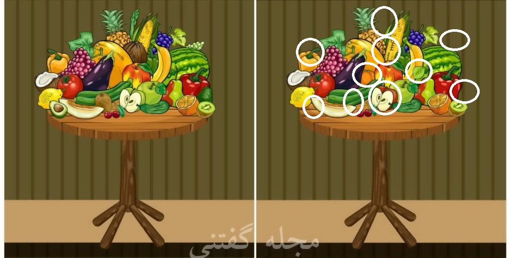 تفاوت تصویری میز میوه ها 2