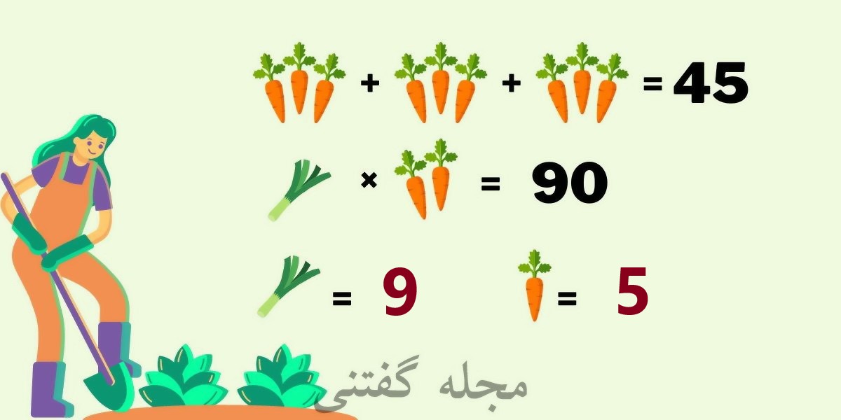 تست هوش ریاضی با هویج و تره فرنگی 2