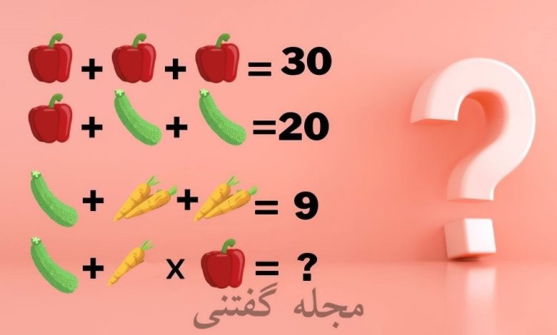 تست هوش ریاضی با سبزیجات رنگی