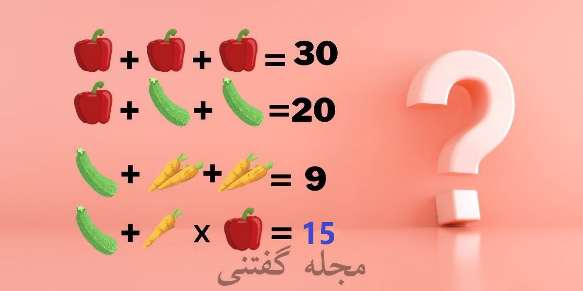 تست هوش ریاضی با سبزیجات رنگی 2