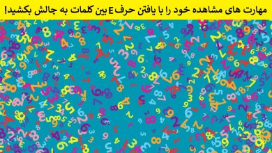 تست بینایی یافتن حرف E بین کلمات