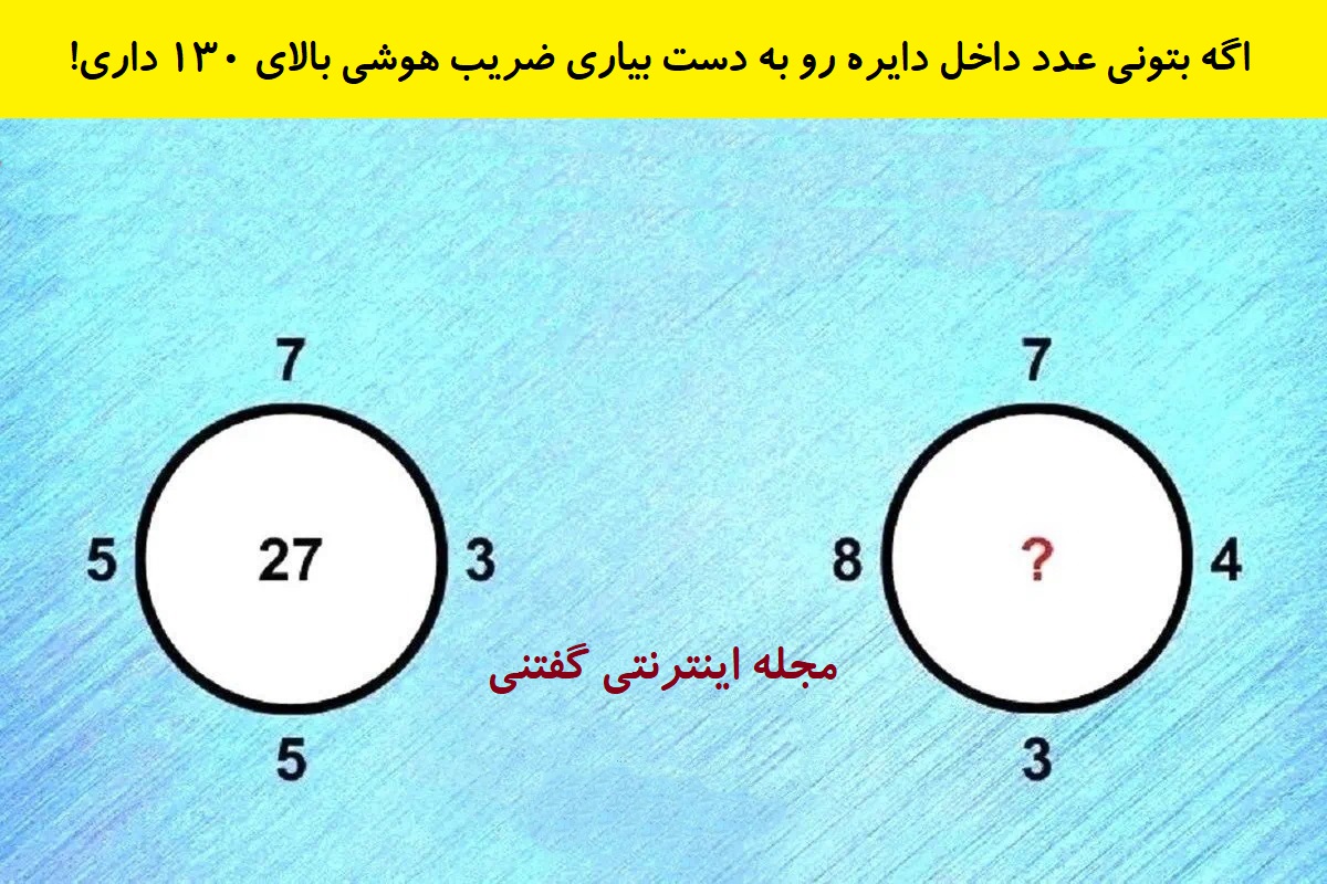تست هوش یافتن عدد گمشده در دایره ریاضی