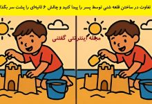تفاوت تصویری ساختن قلعه شنی توسط پسر 1