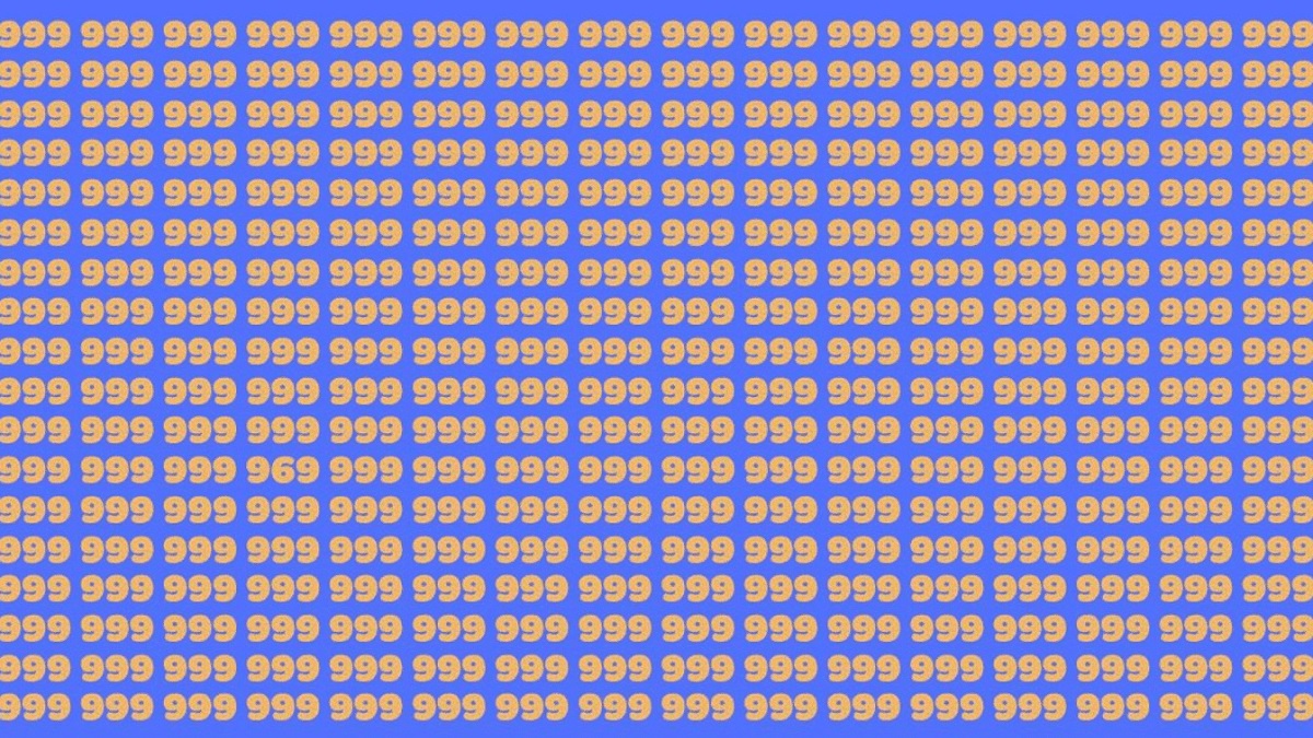 تست بینایی یافتن عدد ۹۶۹ بین اعداد ۹۹۹