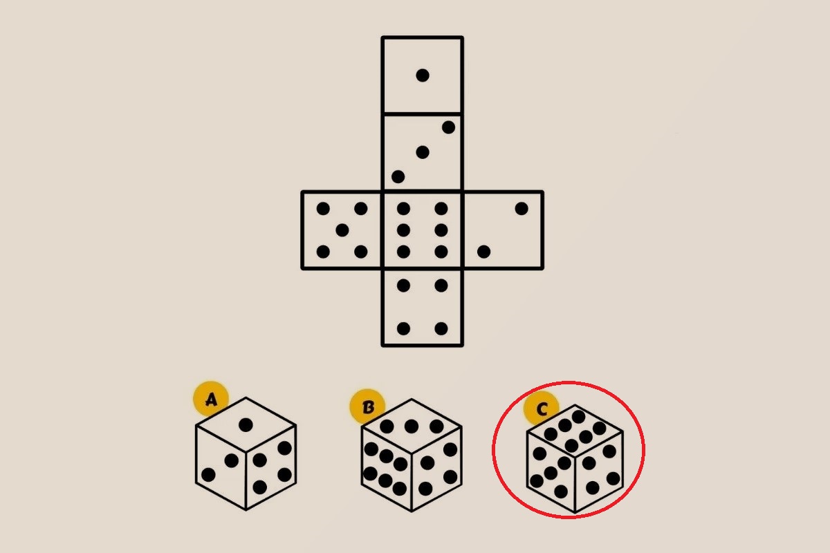 تست هوش نمای درست مکعب تاس 1