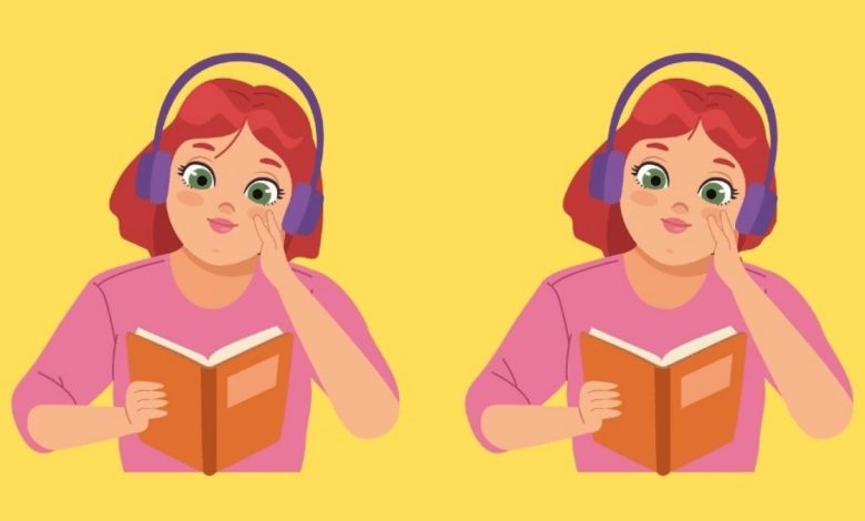 تفاوت تصویری دختر در حال کتاب خواندن 1