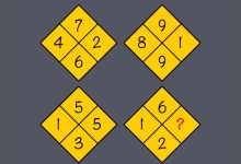 پیدا کردن عدد گمشده در چهار مربع ریاضی 1