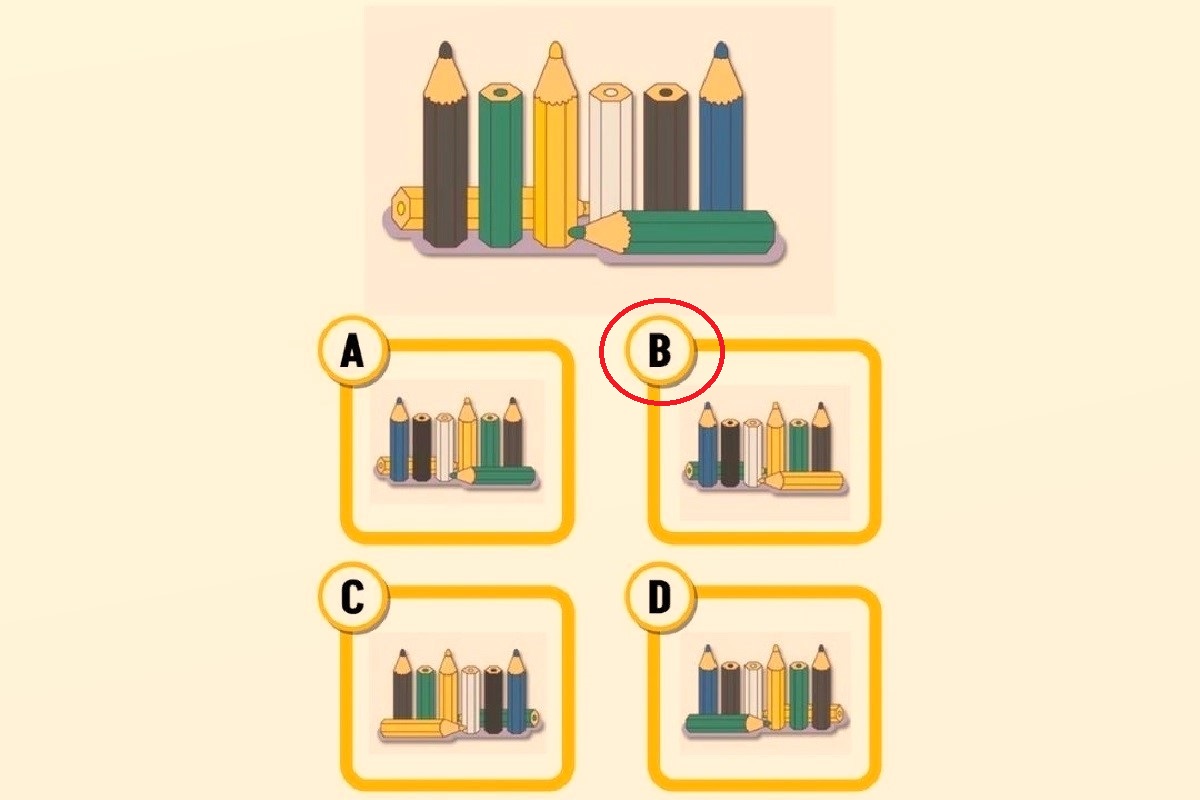 پاسخ تست هوش تصویر پشت مدادهای رنگی