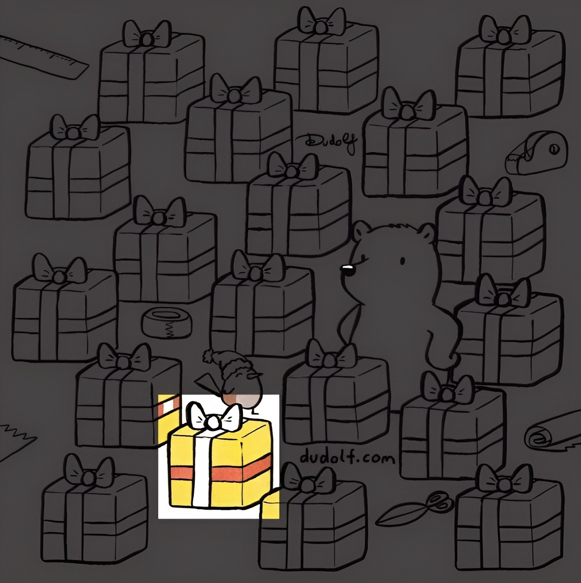 پاسخ تست هوش یافتن جعبه هدیه بدون جفت