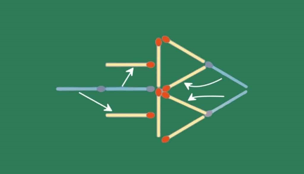 پاسخ ساخت 2 پیکان با حرکت 4 چوب کبریت