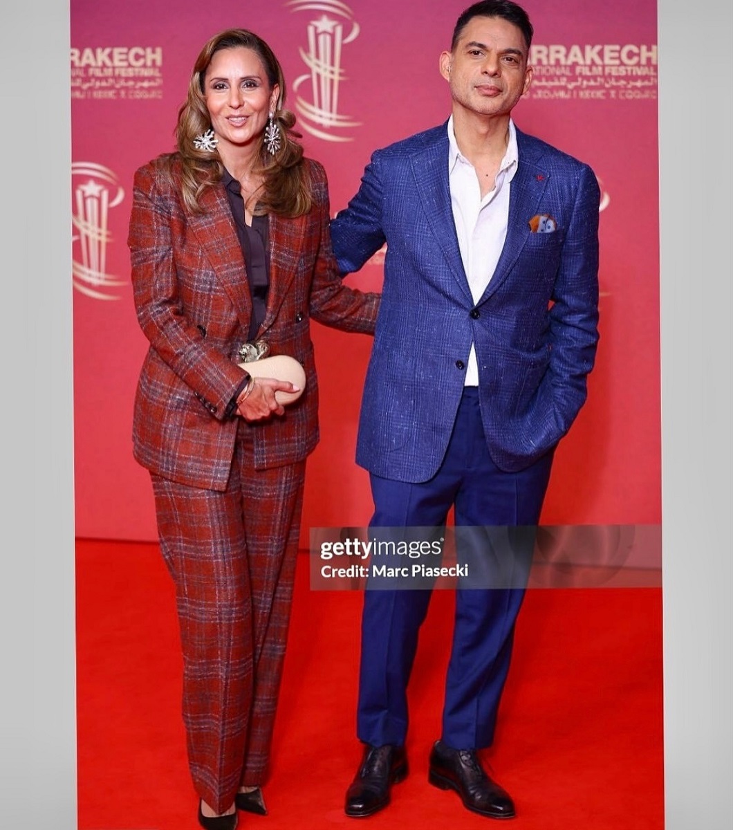 پیمان معادی و همسرش بر روی فرش قرمز فیلم مراکش 1