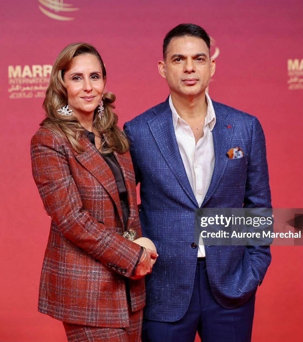 پیمان معادی و همسرش بر روی فرش قرمز فیلم مراکش 2