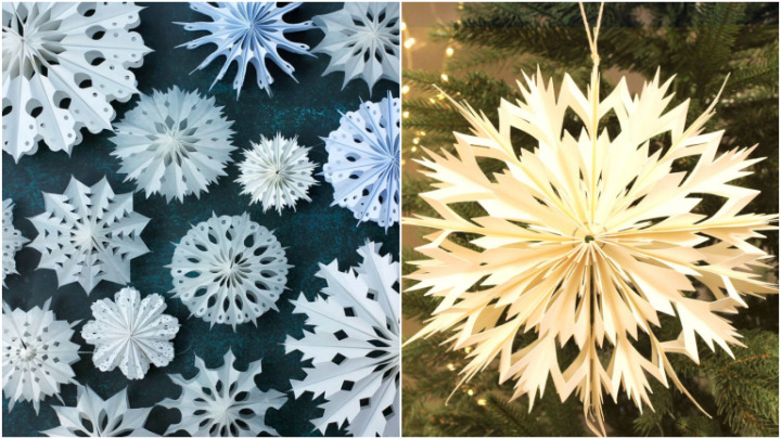 روش درست کردن دانه برف با کاغذ برای درخت کریسمس