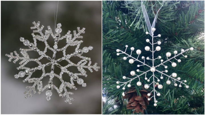 روش درست کردن دانه برف با سنگ‌های تزیینی برای درخت کریسمس