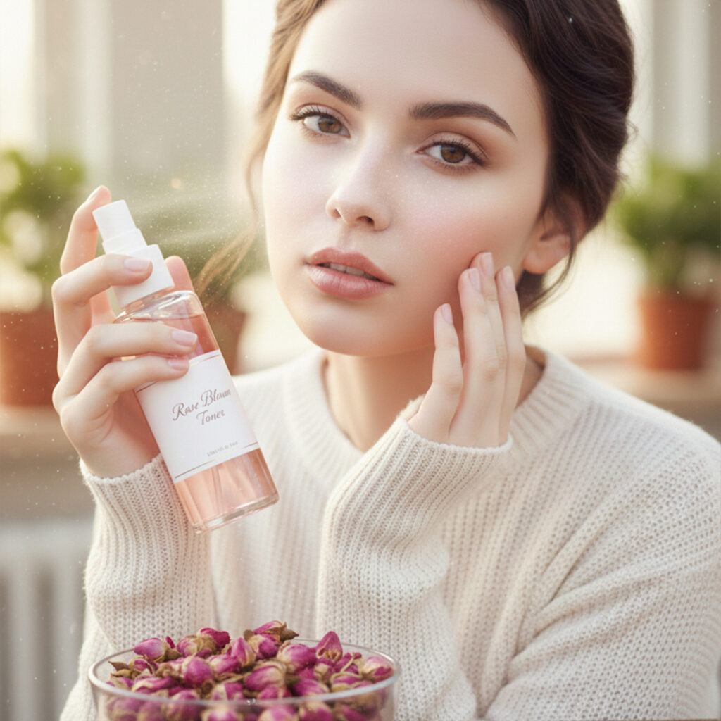 تونر گل محمدی خشک شده برای پوست