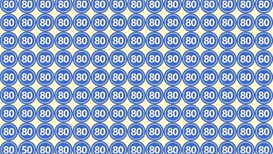 تست بینایی یافتن اعداد 60 و 50 میان اعداد 80-1