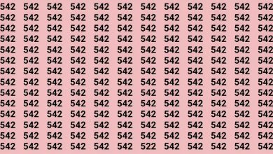 تست بینایی یافتن عدد 522 بین اعداد 542-1