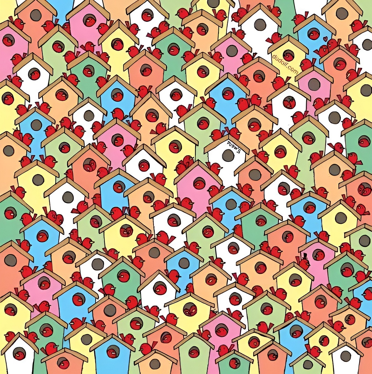 تست بینایی یافتن ۳ سیب بین پرندگان