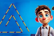 ساخت دو مثلث با جابجایی 2 چوب کبریت 1