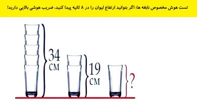 تست هوش یافتن ارتفاع لیوان 1