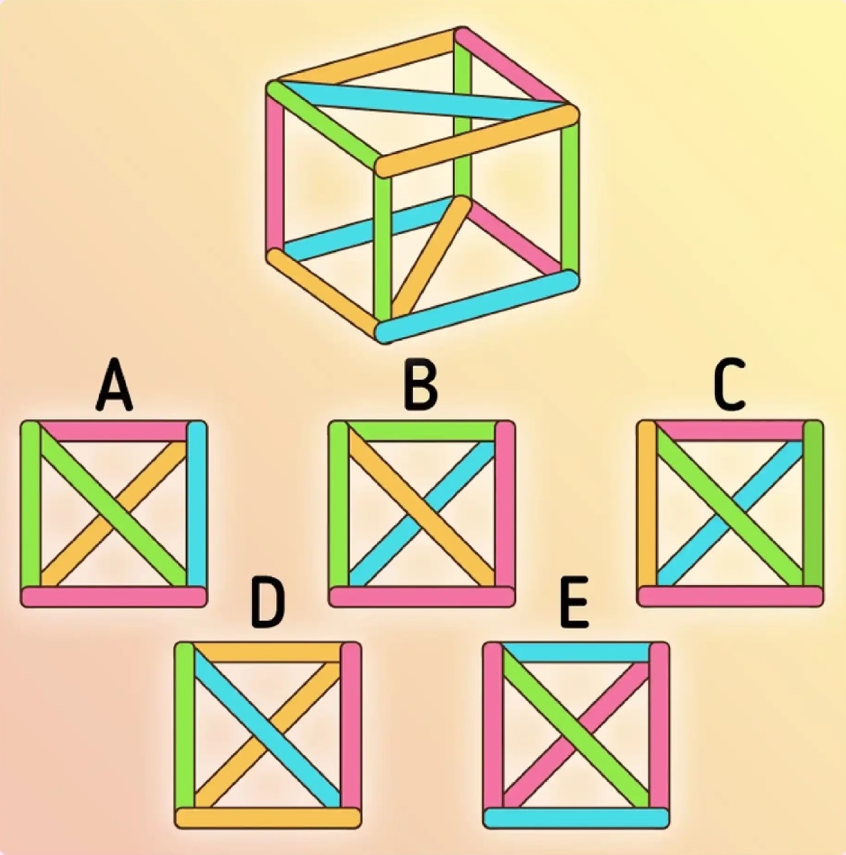 تست هوش نمای مکعب رنگی از بالا