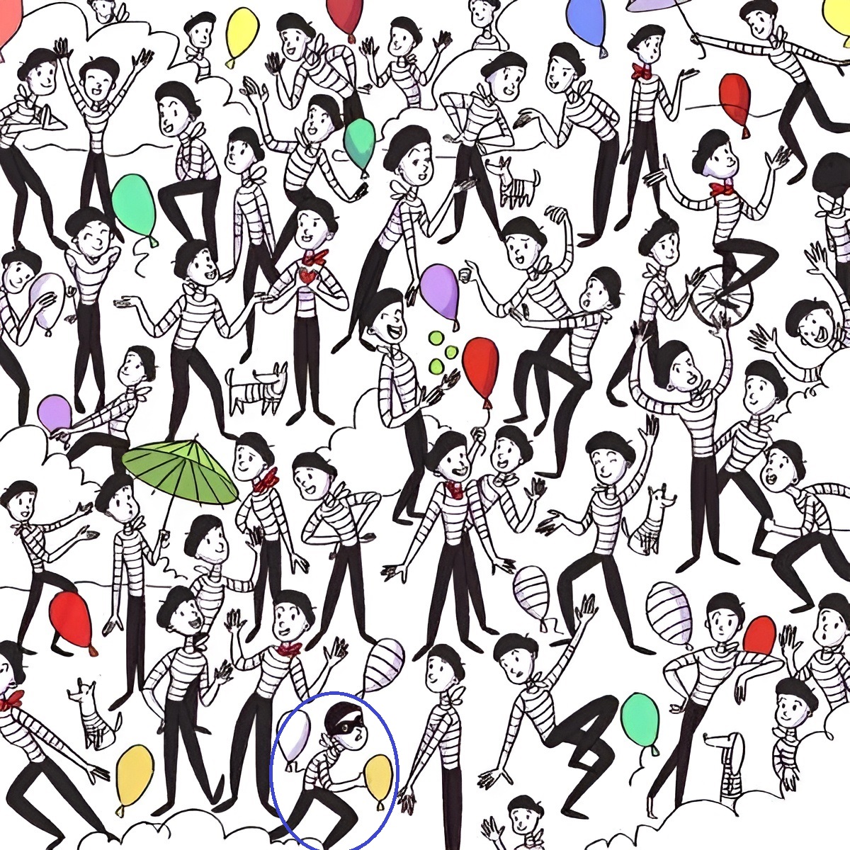 پاسخ تست بینایی یافتن دزد میان هنرمندان پانتومیم