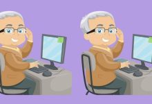 تفاوت تصویری پیرمرد پشت کامپیوتر 1